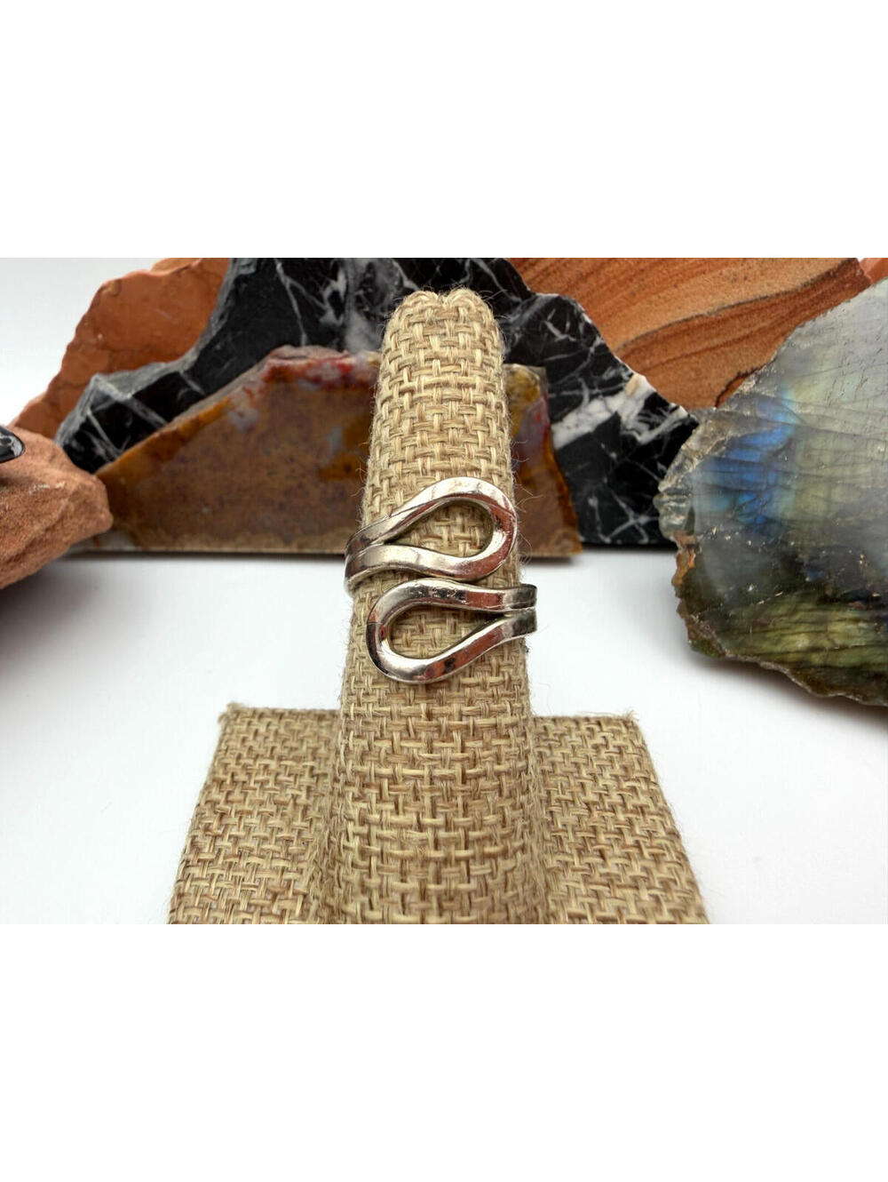 Sterling Silver Stamped 925 Modernist Swirl Ring Size 6